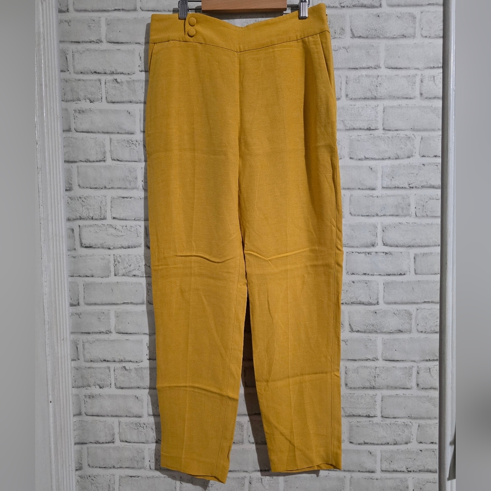 EUC Sezane Georges Linen Blend Trouser Yellow Size 38 / 6 - Picture 3 of 9